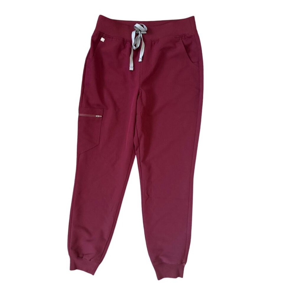 FIGS Zamora Jogger Scrub Pants Women's Medium Burgundy Stretch Medical Uniform